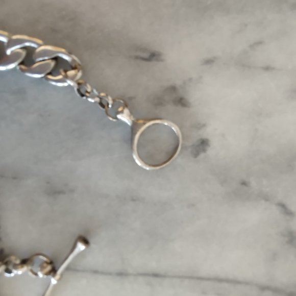 Fossil Bracelet, Chunky, Silver with Rhinestone Charm - Picture 3 of 8